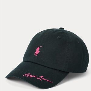 NWT Ralph Lauren BlacK “Pink Pony” Twill Ball Cap